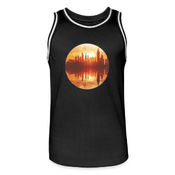 Sunset Cityscape Reflection - Men's Basketball Jersey - black/white - Front - AI Model Male 185 dark (185cm)