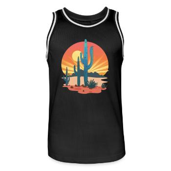 Sunset Cactus Desert Landscape - Men's Basketball Jersey - black/white - Front - AI Model Male 185 dark (185cm)