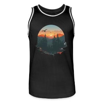 Berglandschaft Bei Sonnenuntergang Naturblick - Männer Basketball-Trikot - Schwarz/Weiß - Vorne - AI Model Male 185 dark (185cm)