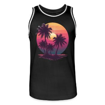 Océan Palmiers Vintage Rétro Coucher de soleil - Maillot de basket Homme - noir/blanc - Devant - AI Model Male 185 dark (185cm)