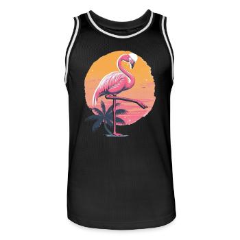 Flamingo Plamen Coucher de soleil Illustration - Maillot de basket Homme - noir/blanc - Devant - AI Model Male 185 dark (185cm)