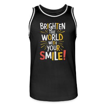 Illuminez le monde avec votre sourire - Maillot de basket Homme - noir/blanc - Devant - AI Model Male 185 dark (185cm)