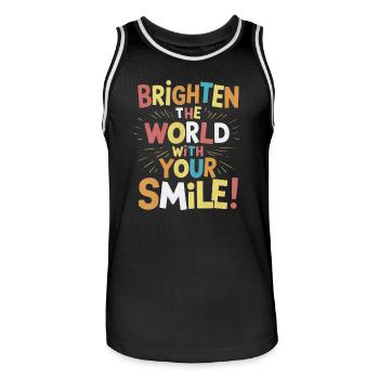 Illuminez le monde avec votre sourire - Maillot de basket Homme - noir/blanc - Devant - AI Model Male 185 dark (185cm)