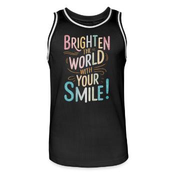 Illuminez le monde avec votre sourire - Maillot de basket Homme - noir/blanc - Devant - AI Model Male 185 dark (185cm)