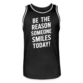 Be the reason for a smile today - Men's Basketball Jersey - black/white - Front - AI Model Male 185 dark (185cm)