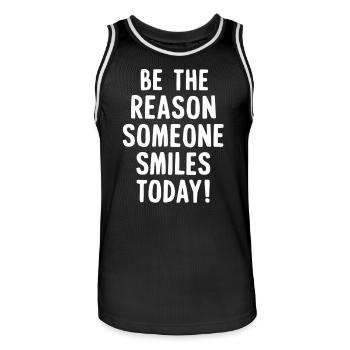 Be the reason for a smile today - Men's Basketball Jersey - black/white - Front - AI Model Male 185 dark (185cm)