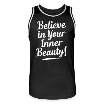 Believe in your inner beauty - Men's Basketball Jersey - black/white - Front - AI Model Male 185 dark (185cm)