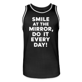 Smile at the mirror every day - Men's Basketball Jersey - black/white - Front - AI Model Male 185 dark (185cm)