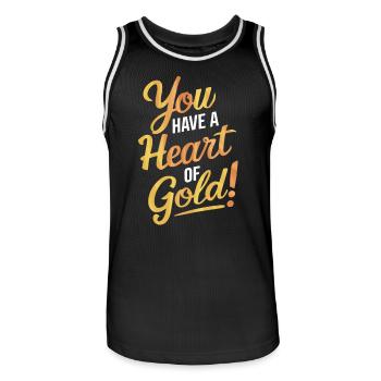 Tu as un cœur d’or - Maillot de basket Homme - noir/blanc - Devant - AI Model Male 185 dark (185cm)
