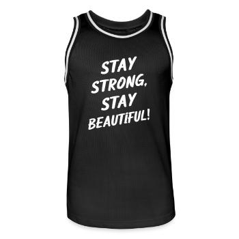 Restez forte, restez belle - Maillot de basket Homme - noir/blanc - Devant - AI Model Male 185 dark (185cm)
