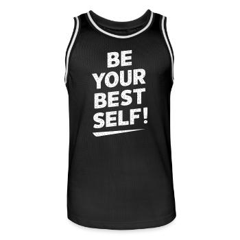 Sei Deine Beste Version Motivation - Männer Basketball-Trikot - Schwarz/Weiß - Vorne - AI Model Male 185 dark (185cm)