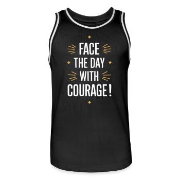 Start the day with courage - Men's Basketball Jersey - black/white - Front - AI Model Male 185 dark (185cm)