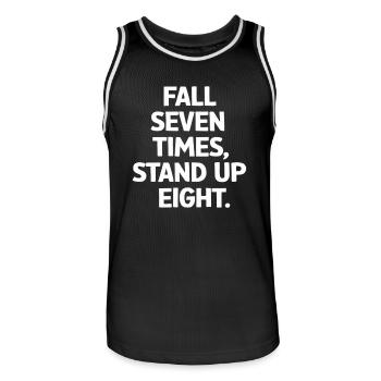 Chute sept fois Debout Huit Motivation - Maillot de basket Homme - noir/blanc - Devant - AI Model Male 185 dark (185cm)