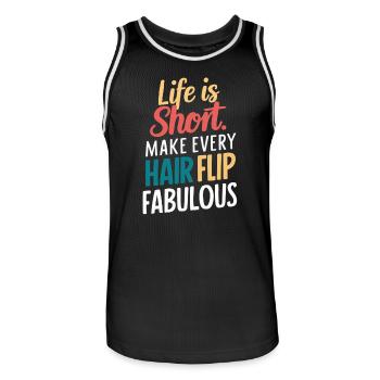 Vivre court et cheveux jeter fabuleux - Maillot de basket Homme - noir/blanc - Devant - AI Model Male 185 dark (185cm)