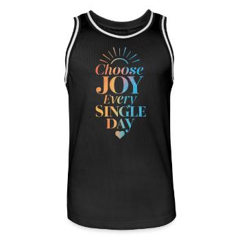 Choose Joy Every Single Day - Men's Basketball Jersey - black/white - Front - AI Model Male 185 dark (185cm)