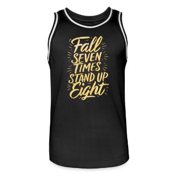 Fall Seven Times Stand Up Eight Motivation - Männer Basketball-Trikot - Schwarz/Weiß - Vorne - AI Model Male 185 dark (185cm)