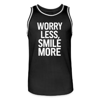 Worry Less Smile More Motivation - Men's Basketball Jersey - black/white - Front - AI Model Male 185 dark (185cm)
