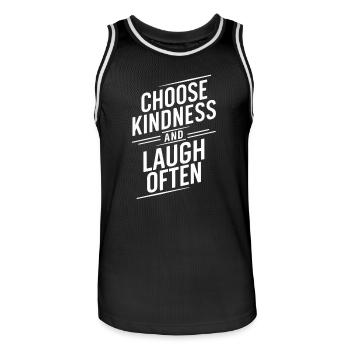 Choose kindness and laugh a lot - Men's Basketball Jersey - black/white - Front - AI Model Male 185 dark (185cm)
