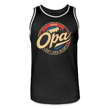 Nothing works here without grandpa, family pride - Men's Basketball Jersey - black/white - Front - AI Model Male 185 dark (185cm)