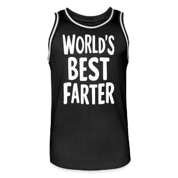 Worlds Best Farter Witzige Botschaft - Männer Basketball-Trikot - Schwarz/Weiß - Vorne - AI Model Male 185 dark (185cm)