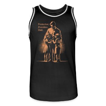 Protecteur, Pourvoyeur, Père - Honorez vos héros - Maillot de basket Homme - noir/blanc - Devant - AI Model Male 185 dark (185cm)