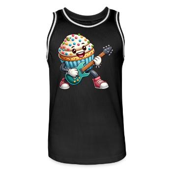 Cute Cupcake Rocker Drawing - Men's Basketball Jersey - black/white - Front - AI Model Male 185 dark (185cm)