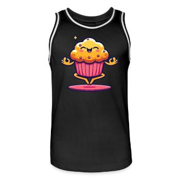 Cute Cupcake with Smiley Face - Men's Basketball Jersey - black/white - Front - AI Model Male 185 dark (185cm)