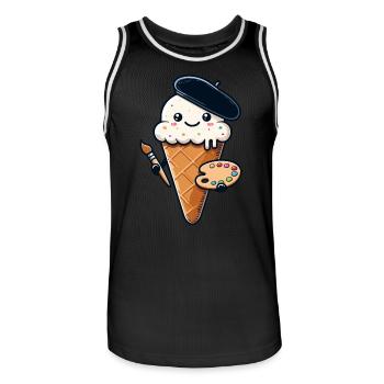 Picturesque Summer Delight Ice Cream - Men's Basketball Jersey - black/white - Front - AI Model Male 185 dark (185cm)