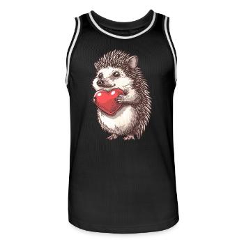 Adorable Hedgehog Holding Heart Illustration for - Männer Basketball-Trikot - Schwarz/Weiß - Vorne - AI Model Male 185 dark (185cm)