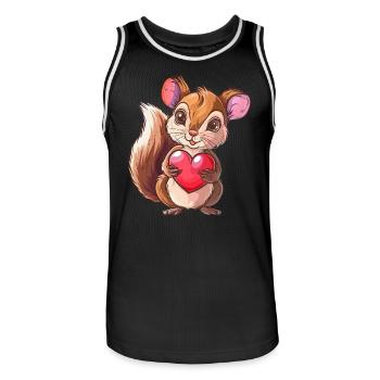 Cute Squirrel Holding a Heart - Männer Basketball-Trikot - Schwarz/Weiß - Vorne - AI Model Male 185 dark (185cm)