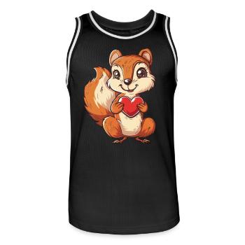 Adorable Squirrel with Red Heart Illustration - Männer Basketball-Trikot - Schwarz/Weiß - Vorne - AI Model Male 185 dark (185cm)