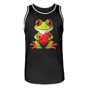Adorable Frog Holding Heart Illustration for Kids - Männer Basketball-Trikot - Schwarz/Weiß - Vorne - AI Model Male 185 dark (185cm)