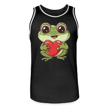Adorable Frog Hugging Heart - Cute Frog Love - Männer Basketball-Trikot - Schwarz/Weiß - Vorne - AI Model Male 185 dark (185cm)