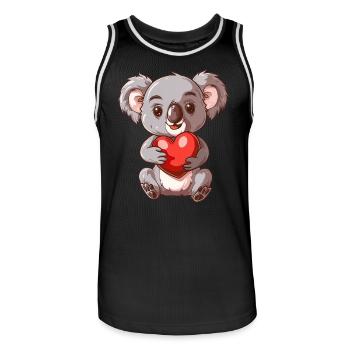 Cute Koala Holding Heart With Adorable Expression - Männer Basketball-Trikot - Schwarz/Weiß - Vorne - AI Model Male 185 dark (185cm)