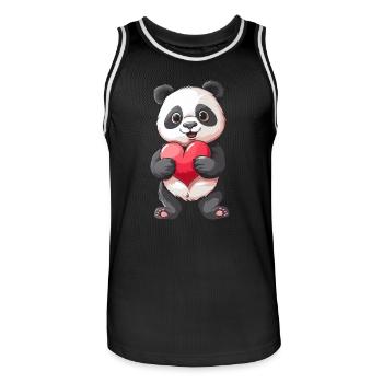 Cute Panda Holding Heart for Animal Lovers - Männer Basketball-Trikot - Schwarz/Weiß - Vorne - AI Model Male 185 dark (185cm)