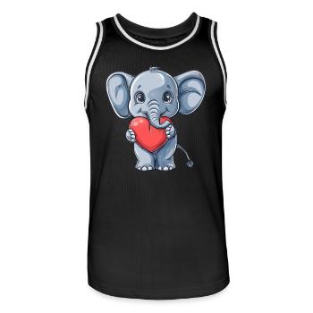 Éléphant mignon tenant une illustration de coeur pour - Maillot de basket Homme - noir/blanc - Devant - AI Model Male 185 dark (185cm)