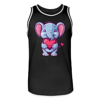 Adorable Elephant Holding Heart Cartoon - Männer Basketball-Trikot - Schwarz/Weiß - Vorne - AI Model Male 185 dark (185cm)
