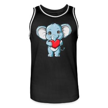 Adorable Elephant Holding Heart Cute Love - Männer Basketball-Trikot - Schwarz/Weiß - Vorne - AI Model Male 185 dark (185cm)