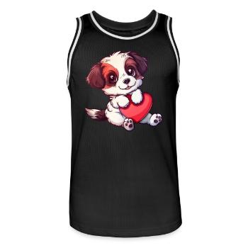 Adorable Puppy Holding Heart Illustration Perfect - Männer Basketball-Trikot - Schwarz/Weiß - Vorne - AI Model Male 185 dark (185cm)