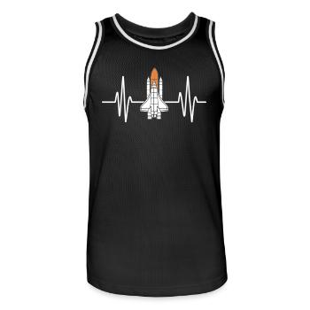 Herzschlag Space Shuttle Faszination - Männer Basketball-Trikot - Schwarz/Weiß - Vorne - AI Model Male 185 dark (185cm)