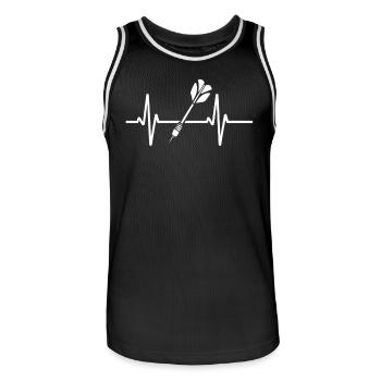 Dart Heartbeat Arrow ECG Motif pour joueur de fléchettes - Maillot de basket Homme - noir/blanc - Devant - AI Model Male 185 dark (185cm)