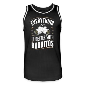 Everything is better with burritos - Men's Basketball Jersey - black/white - Front - AI Model Male 185 dark (185cm)