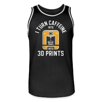 Ich Verwandle Koffein In 3D Prints 3D Drucker - Männer Basketball-Trikot - Schwarz/Weiß - Vorne - AI Model Male 185 dark (185cm)