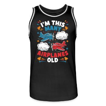 Ich Bin So Viele Flugzeuge Alt - Kinder 2 Jahre - Männer Basketball-Trikot - Schwarz/Weiß - Vorne - AI Model Male 185 dark (185cm)