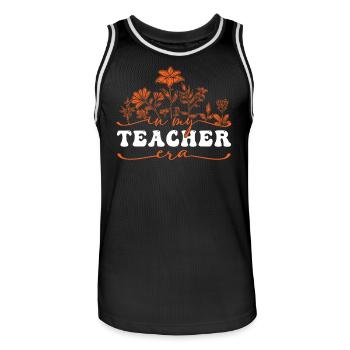 In My Teacher Era With Flowers - Men's Basketball Jersey - black/white - Front - AI Model Male 185 dark (185cm)