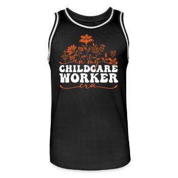 In My Childcare Worker Era - Floral Design - Men's Basketball Jersey - black/white - Front - AI Model Male 185 dark (185cm)
