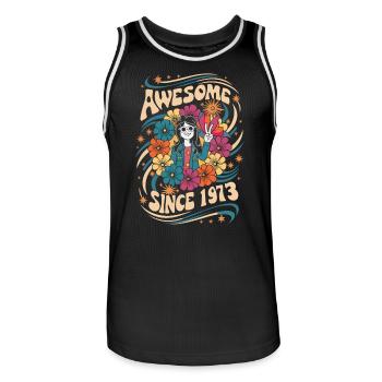Jahrgang 1973 Hippie Geburtstag Retro Blumen - Männer Basketball-Trikot - Schwarz/Weiß - Vorne - AI Model Male 185 dark (185cm)