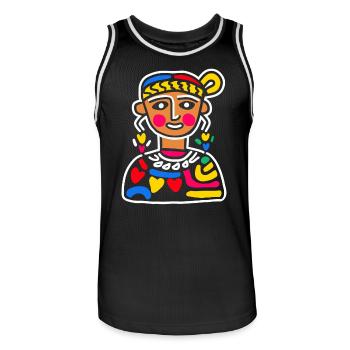 Aztec God Ancient Mythology Coatlicue Colorful - Men's Basketball Jersey - black/white - Front - AI Model Male 185 dark (185cm)