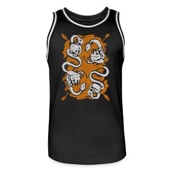 Aztec God Ancient Mythology Coatlicue Skull - Men's Basketball Jersey - black/white - Front - AI Model Male 185 dark (185cm)