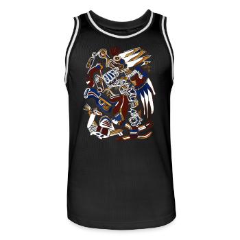 Aztec God Ancient Mythology Huitzilopochtli - Men's Basketball Jersey - black/white - Front - AI Model Male 185 dark (185cm)